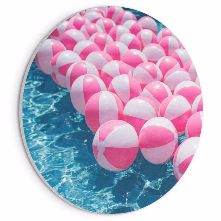 Akoestisch schilderij rond - Strandballen - Roze - Water — 1