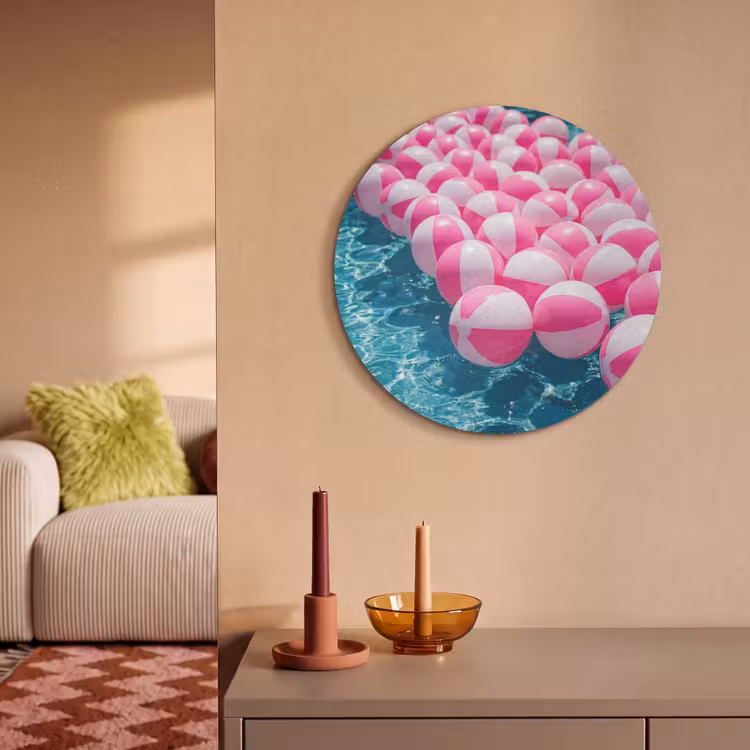 Akoestisch schilderij rond - Strandballen - Roze - Water — 3