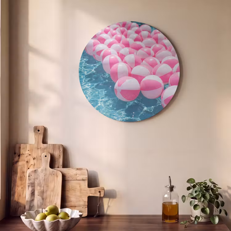 Akoestisch schilderij rond - Strandballen - Roze - Water — 4