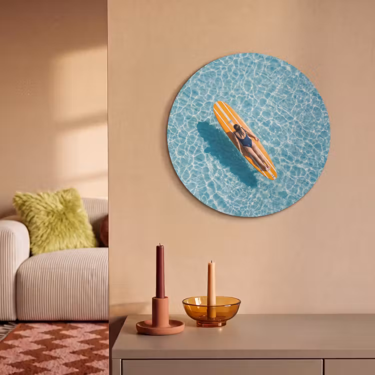 Akoestisch schilderij rond - Surfboard - Water - Badpak - Oranje — 3