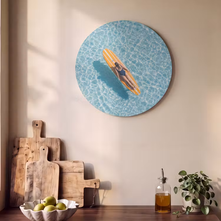 Akoestisch schilderij rond - Surfboard - Water - Badpak - Oranje — 4