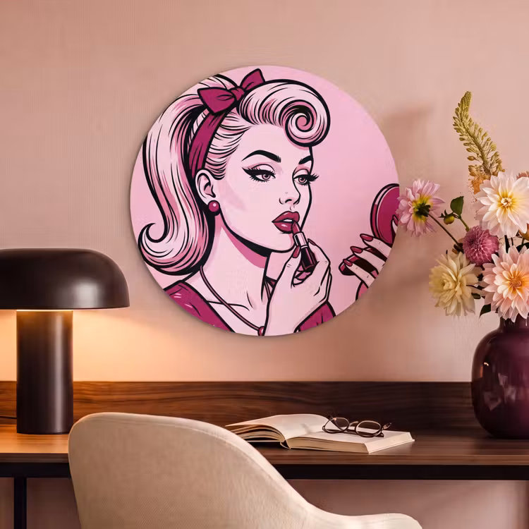 Akoestisch schilderij rond - Vintage - Vrouw - Roze — 2
