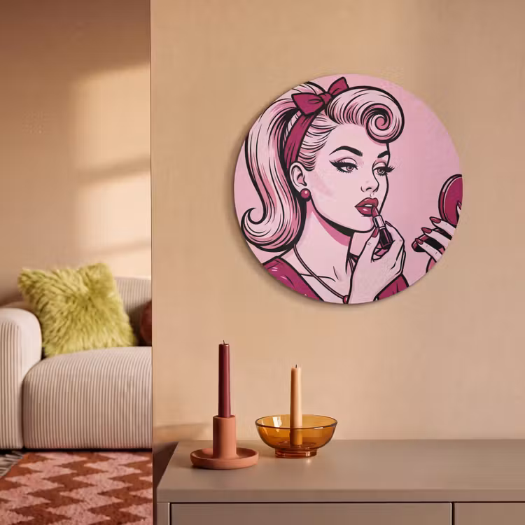 Akoestisch schilderij rond - Vintage - Vrouw - Roze — 3