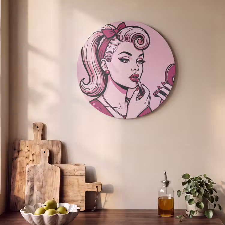 Akoestisch schilderij rond - Vintage - Vrouw - Roze — 4