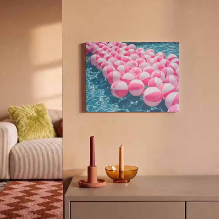 Akoestisch schilderij - Strandballen - Roze - Water — 2