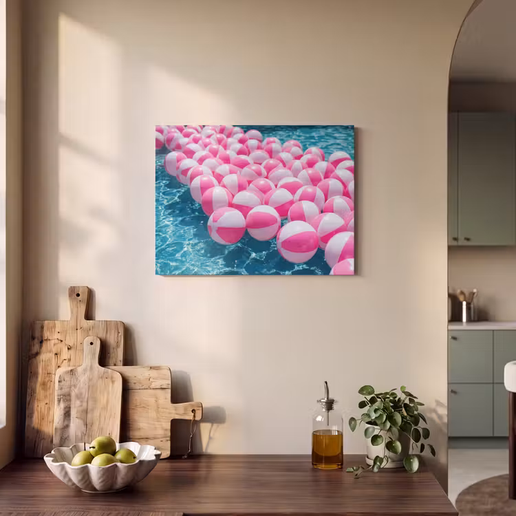 Akoestisch schilderij - Strandballen - Roze - Water — 3