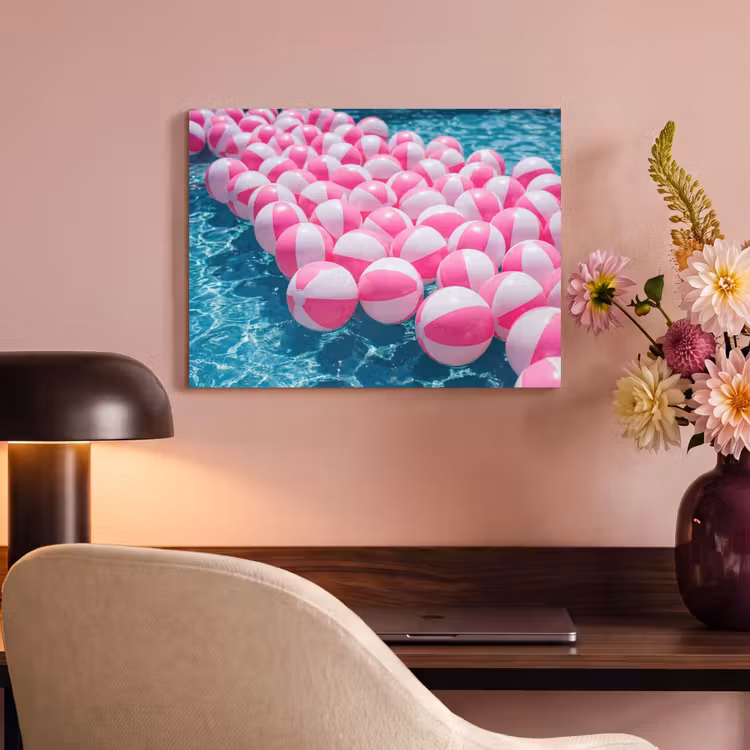 Akoestisch schilderij - Strandballen - Roze - Water — 4