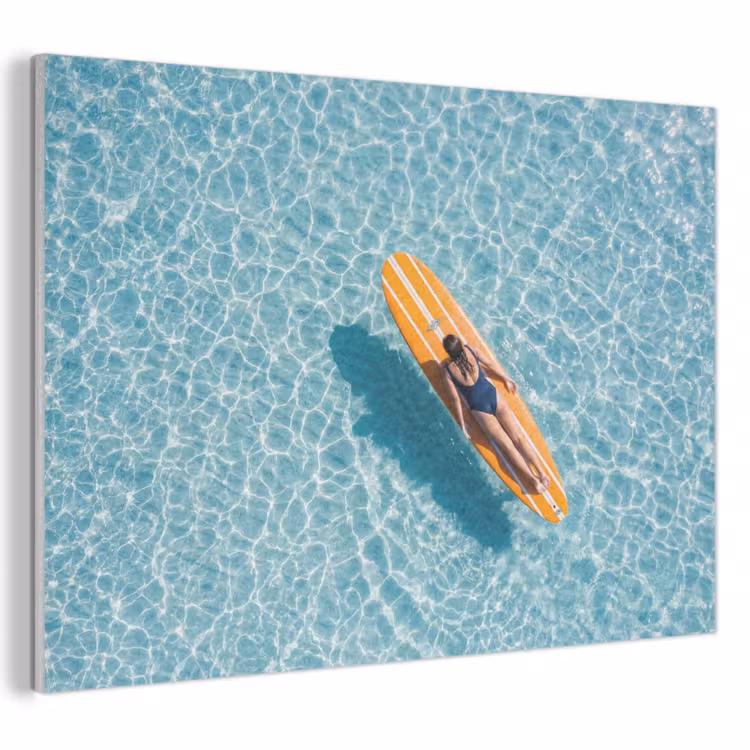 Akoestisch schilderij - Surfboard - Water - Badpak - Oranje — 1