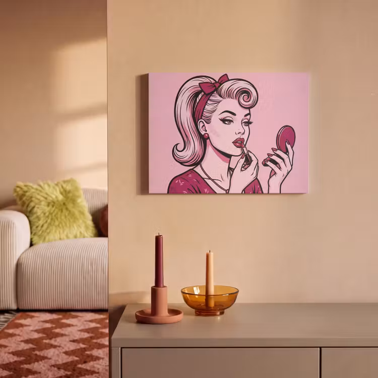 Akoestisch schilderij - Vintage - Vrouw - Roze — 2