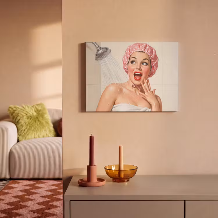 Akoestisch schilderij - Vrouw - Douche - Roze — 2
