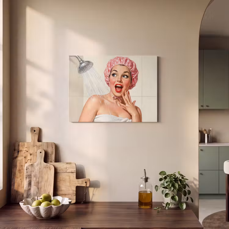 Akoestisch schilderij - Vrouw - Douche - Roze — 3