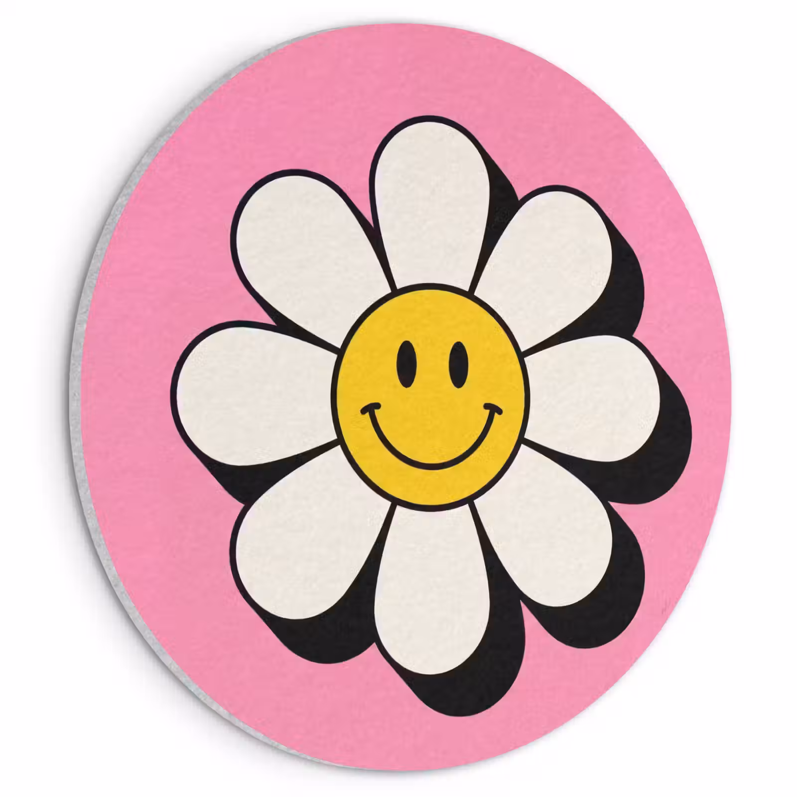 Akoestisch schilderij rond - Smiley - Bloem - Roze — 1