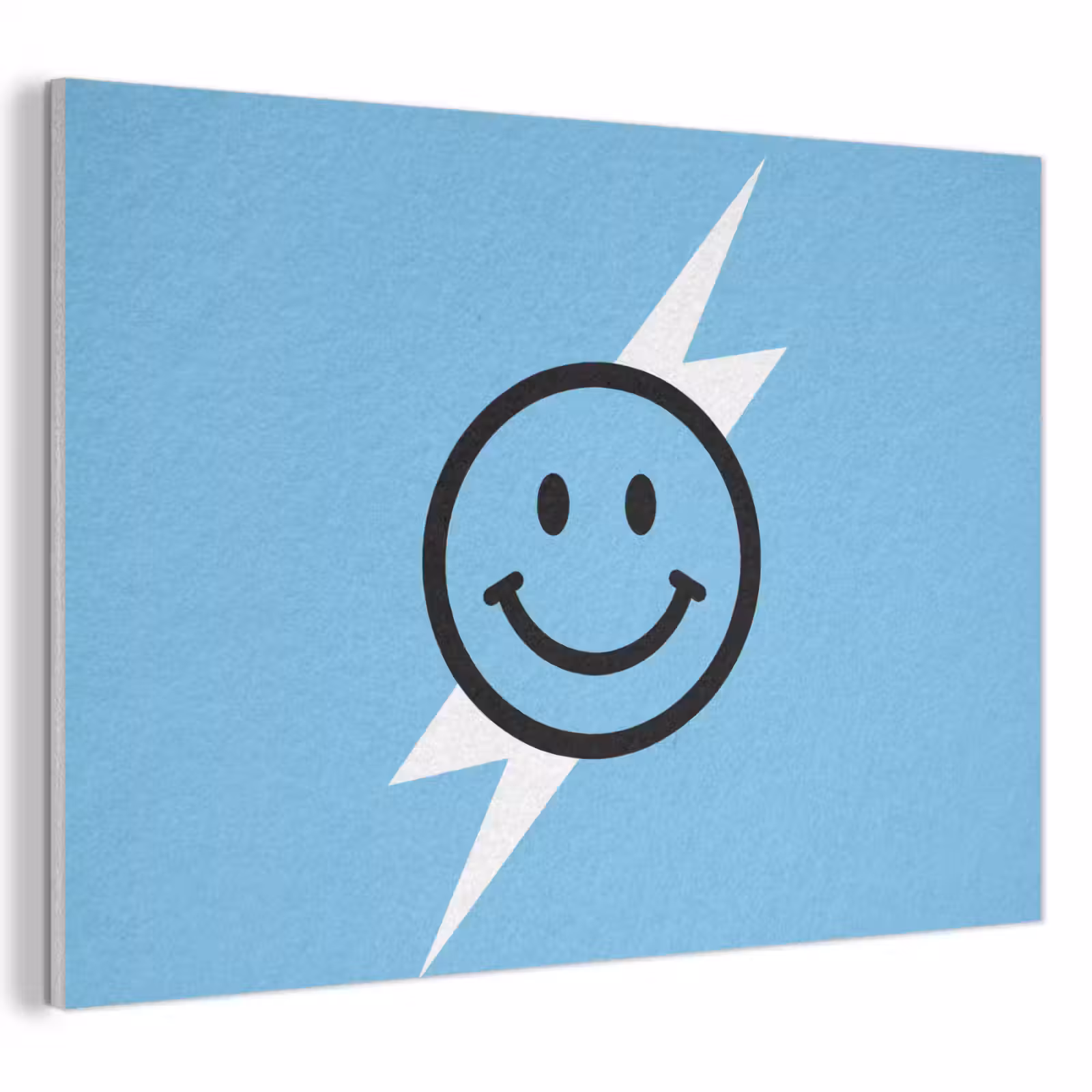 Akoestisch schilderij - Smiley - Blauw - Bliksem — 1