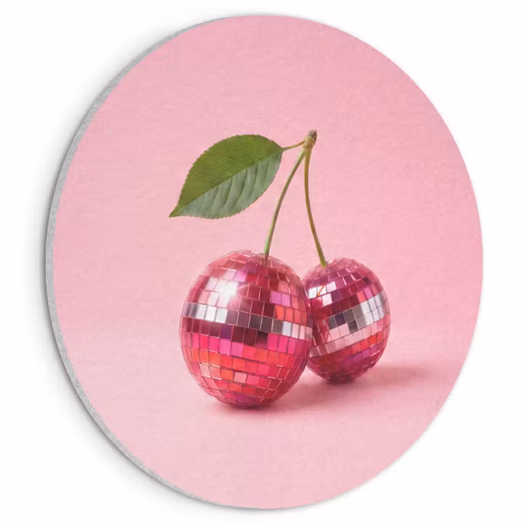 Akoestisch schilderij rond - Disco - Kersen - Roze — 1