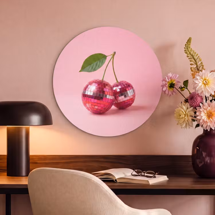 Akoestisch schilderij rond - Disco - Kersen - Roze — 2