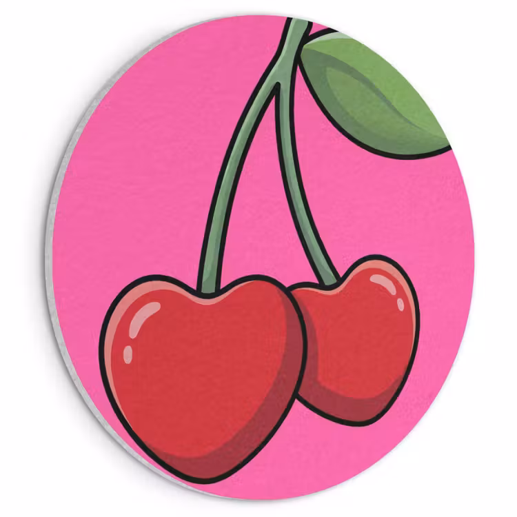 Akoestisch schilderij rond - Kers - Roze - Fruit — 1