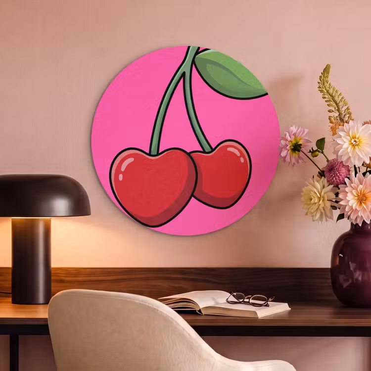 Akoestisch schilderij rond - Kers - Roze - Fruit — 2