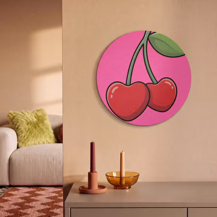 Akoestisch schilderij rond - Kers - Roze - Fruit — 3