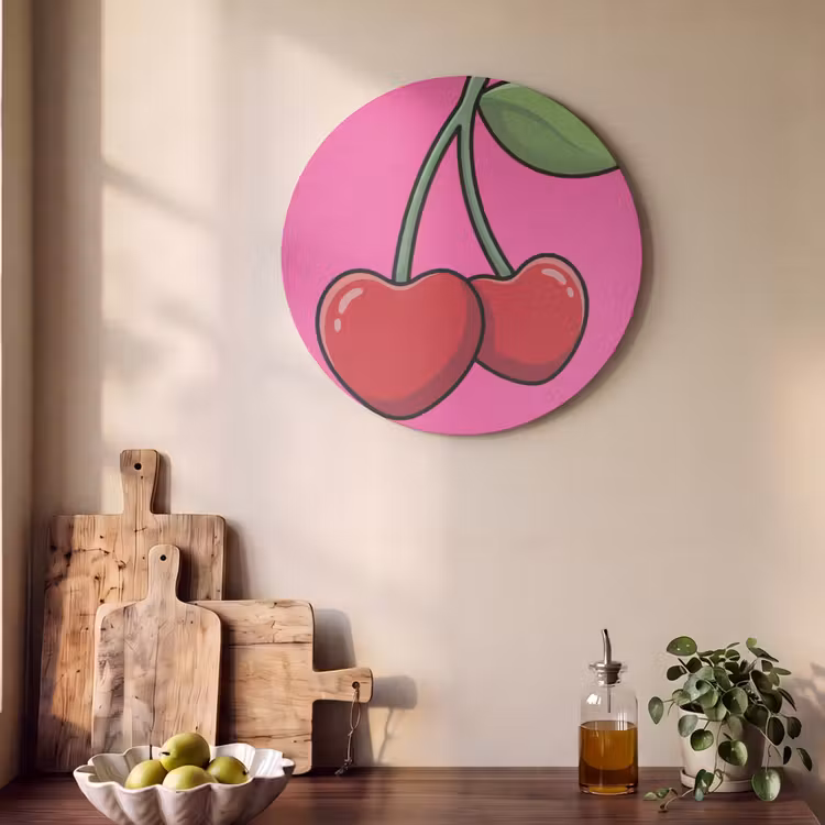 Akoestisch schilderij rond - Kers - Roze - Fruit — 4
