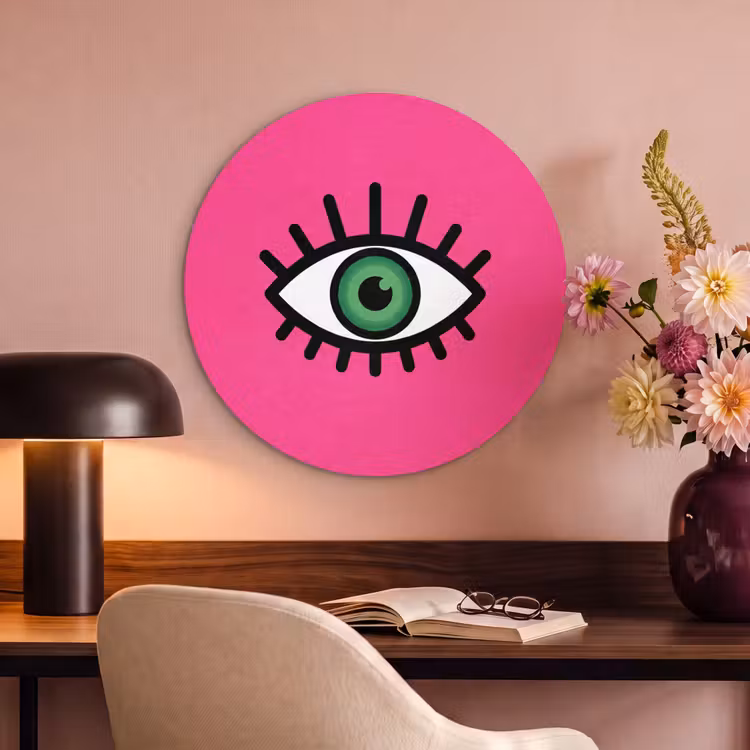 Akoestisch schilderij rond - Minimalistisch - Oog - Roze — 2