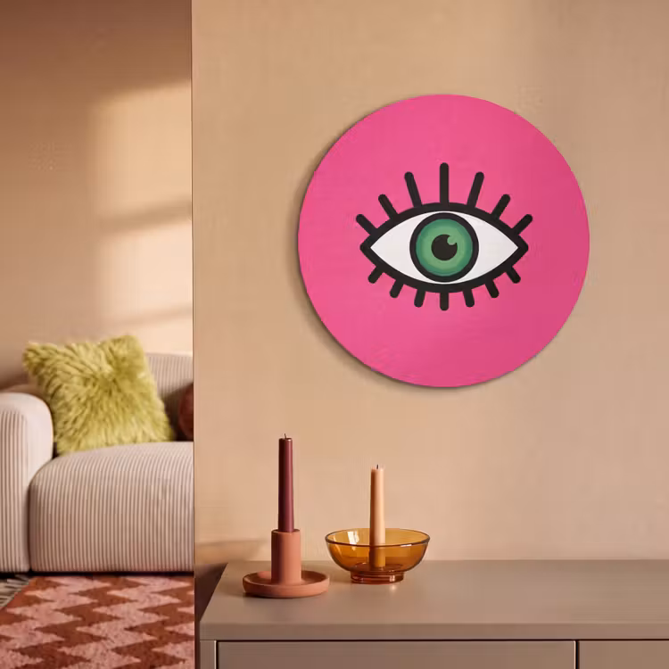 Akoestisch schilderij rond - Minimalistisch - Oog - Roze — 3