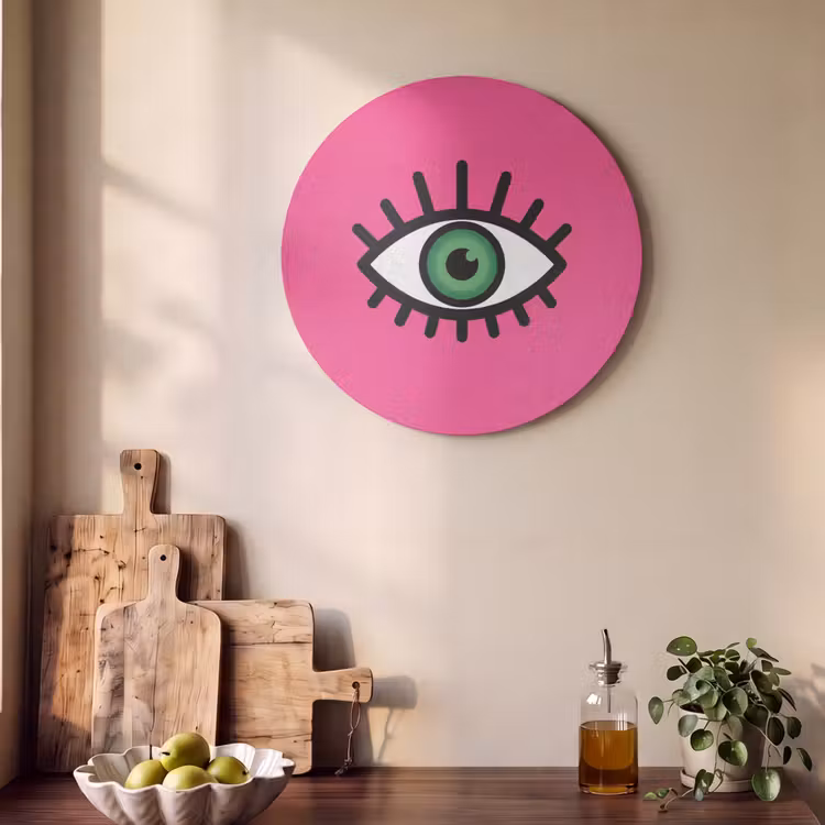 Akoestisch schilderij rond - Minimalistisch - Oog - Roze — 4