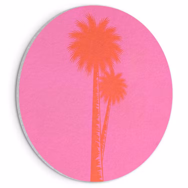 Akoestisch schilderij rond - Palmbomen - Modern - Roze — 1