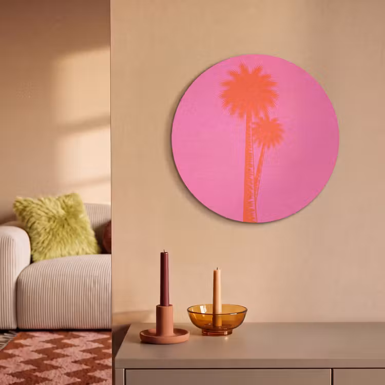 Akoestisch schilderij rond - Palmbomen - Modern - Roze — 3