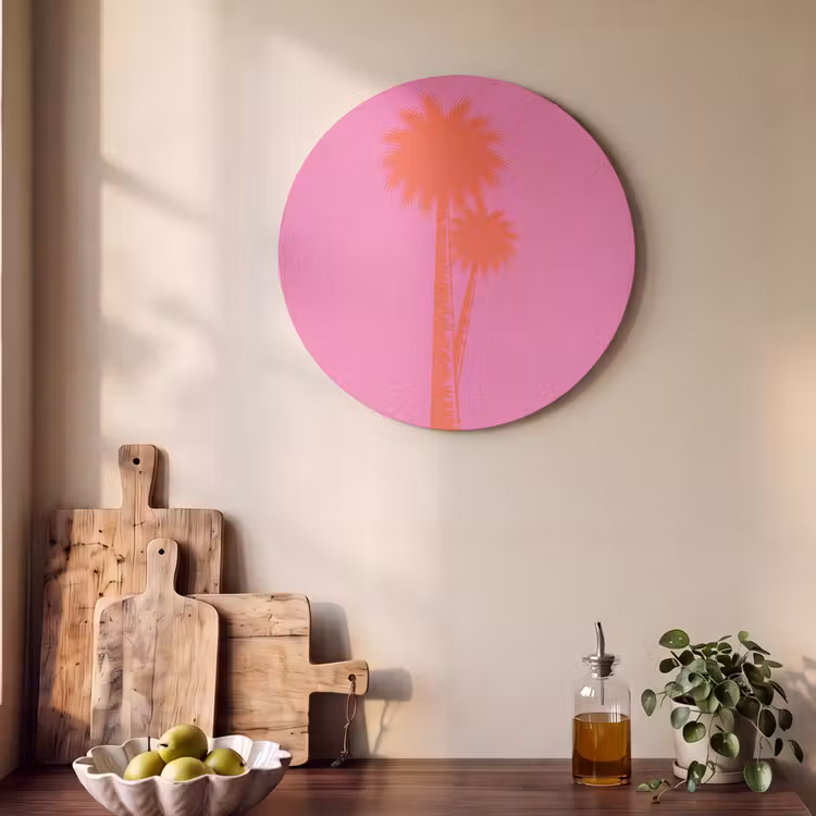 Akoestisch schilderij rond - Palmbomen - Modern - Roze — 4