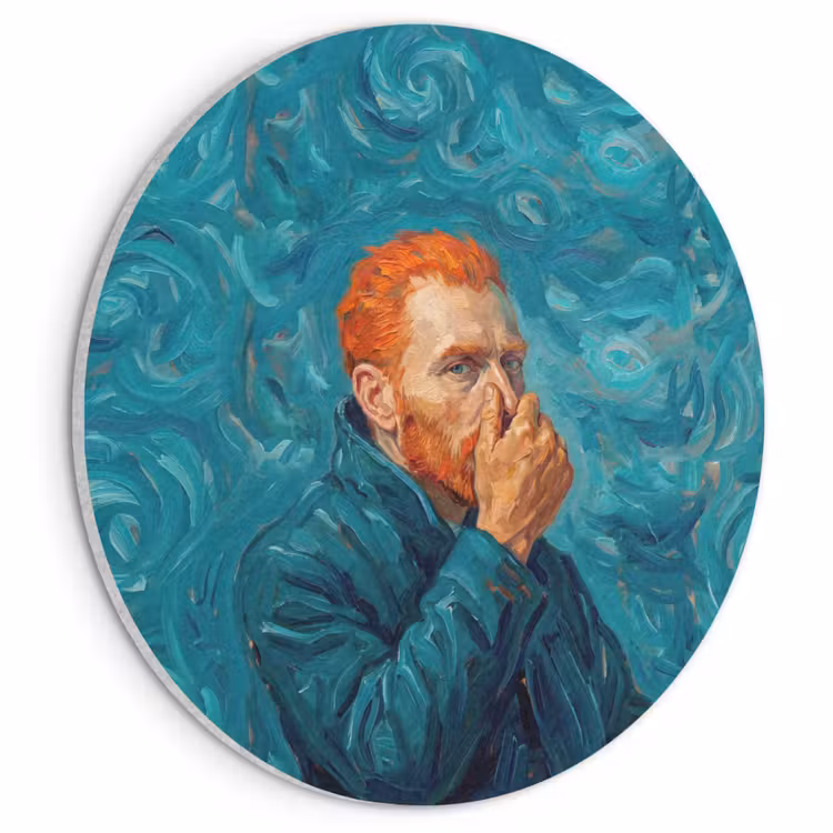Akoestisch schilderij rond - Portret - Klassiek - Blauw — 1