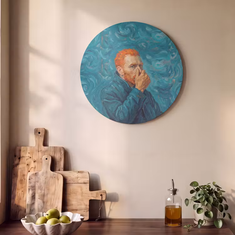 Akoestisch schilderij rond - Portret - Klassiek - Blauw — 4