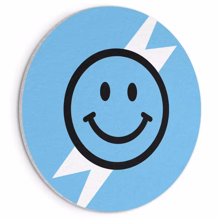 Akoestisch schilderij rond - Smiley - Blauw - Bliksem — 1