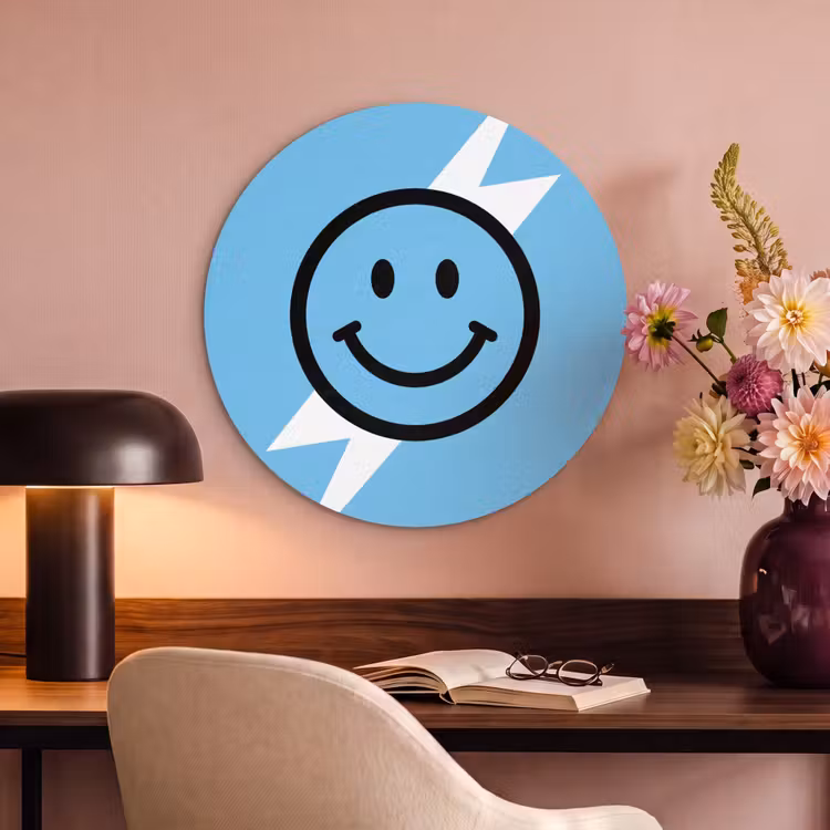 Akoestisch schilderij rond - Smiley - Blauw - Bliksem — 2