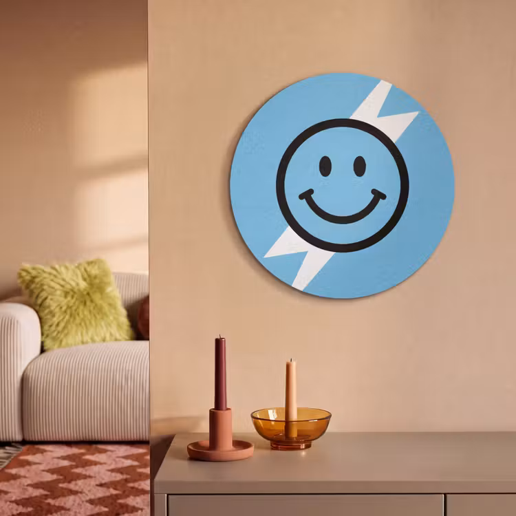 Akoestisch schilderij rond - Smiley - Blauw - Bliksem — 3
