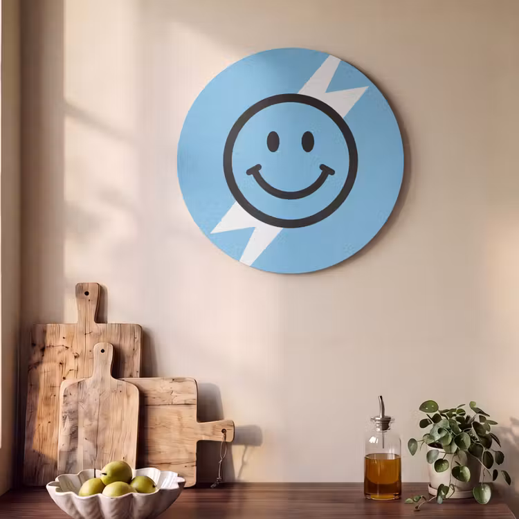 Akoestisch schilderij rond - Smiley - Blauw - Bliksem — 4