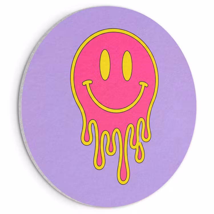 Akoestisch schilderij rond - Smiley - Drip - Neon — 1