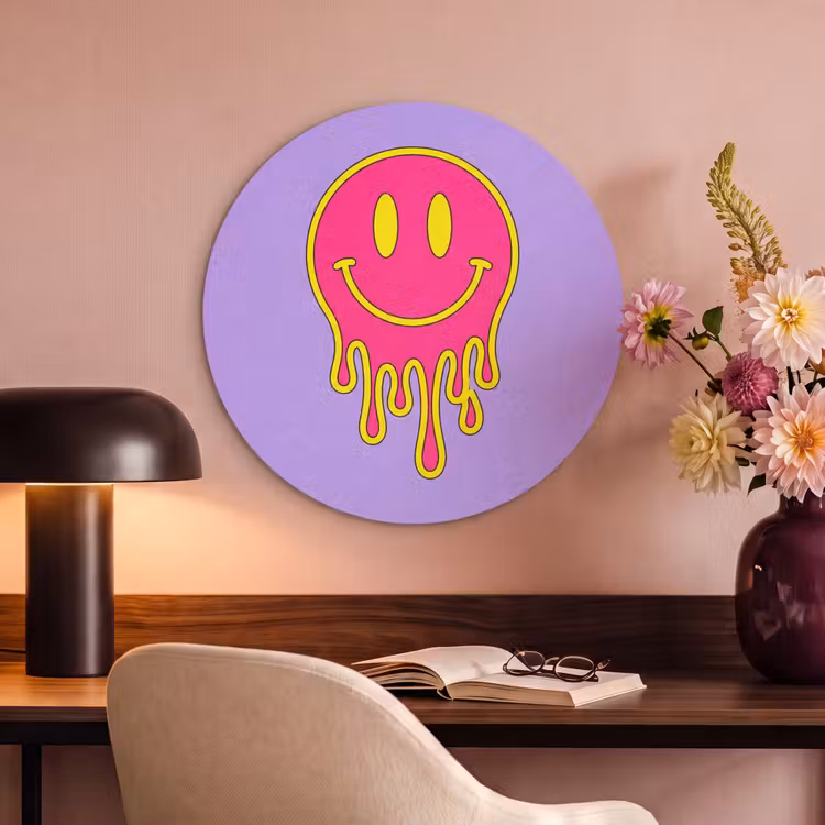 Akoestisch schilderij rond - Smiley - Drip - Neon — 2