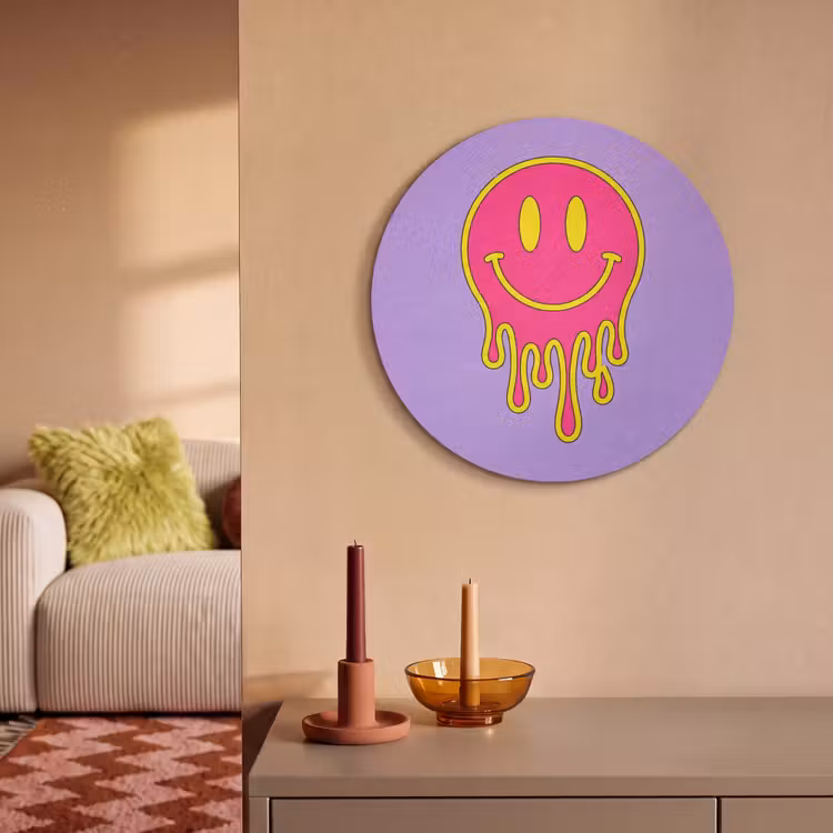 Akoestisch schilderij rond - Smiley - Drip - Neon — 3