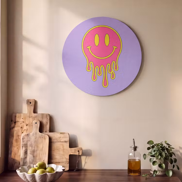 Akoestisch schilderij rond - Smiley - Drip - Neon — 4