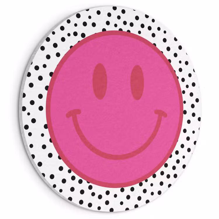 Akoestisch schilderij rond - Smiley - Roze - Stippen — 1