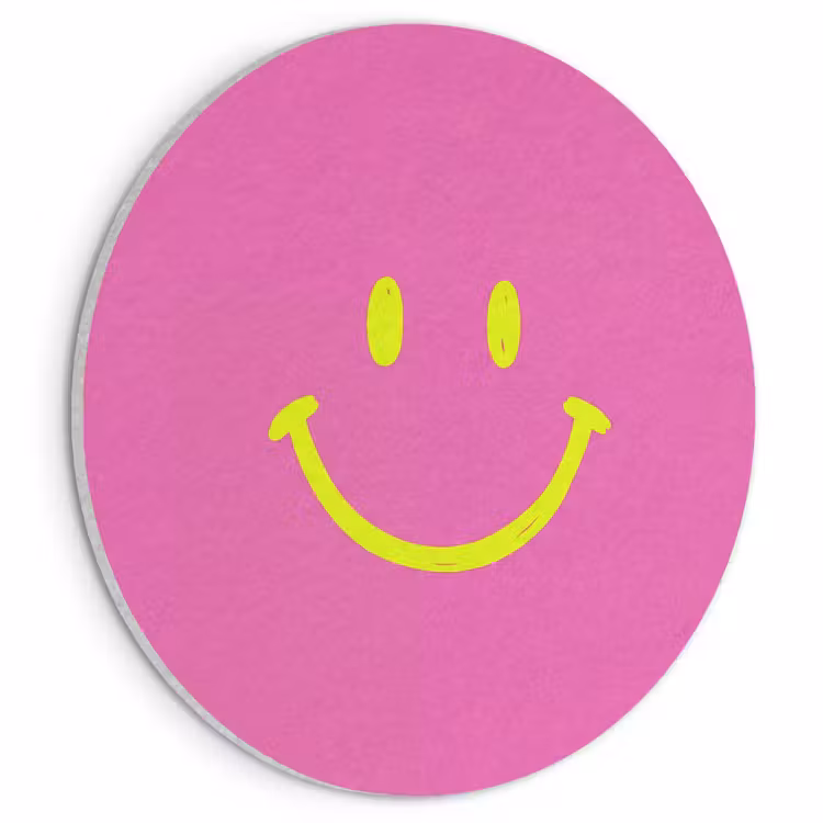 Akoestisch schilderij rond - Smiley - Vrolijk - Roze — 1