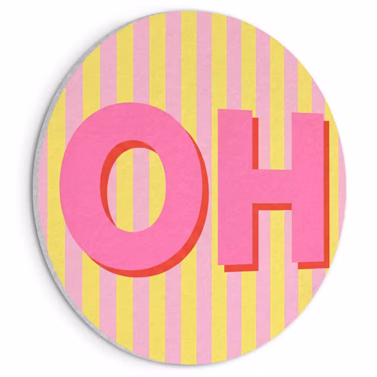 Akoestisch schilderij rond - Tekst - Strepen - Roze — 1