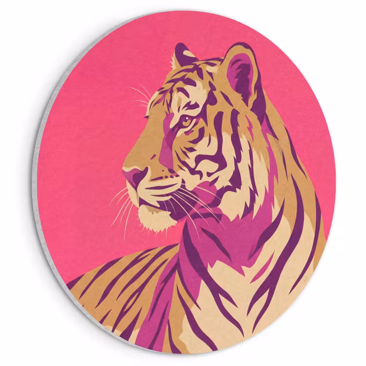 Akoestisch schilderij rond - Tijger - Modern - Neon — 1