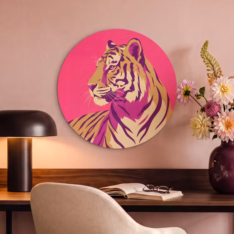 Akoestisch schilderij rond - Tijger - Modern - Neon — 2