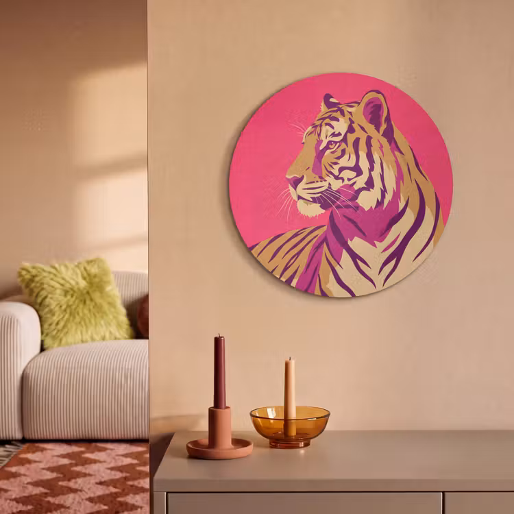 Akoestisch schilderij rond - Tijger - Modern - Neon — 3