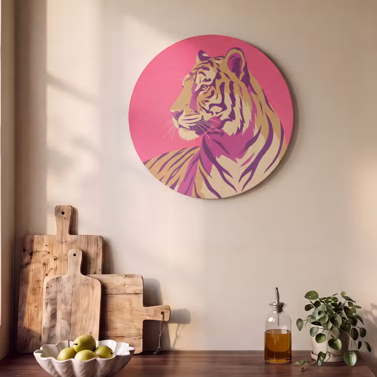 Akoestisch schilderij rond - Tijger - Modern - Neon — 4