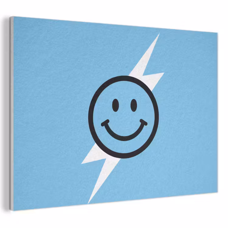 Akoestisch schilderij - Smiley - Blauw - Bliksem — 1
