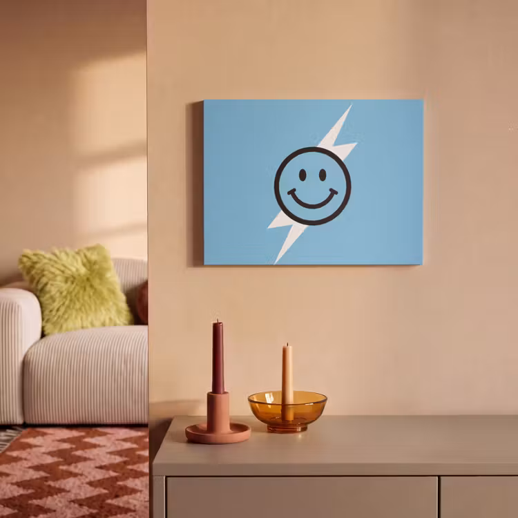 Akoestisch schilderij - Smiley - Blauw - Bliksem — 2