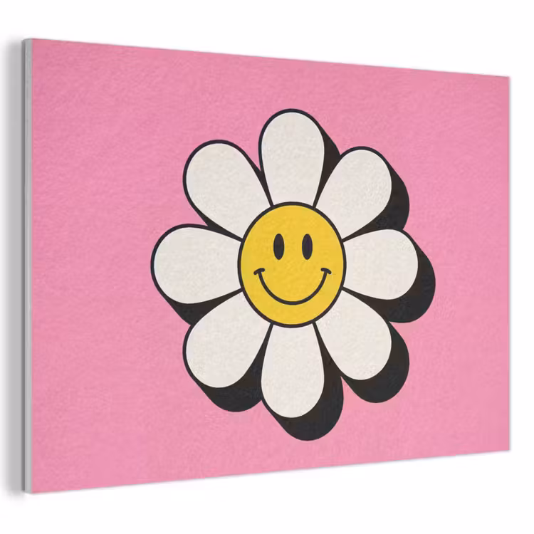 Akoestisch schilderij - Smiley - Bloem - Roze — 1