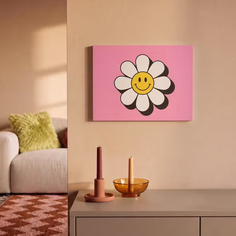 Akoestisch schilderij - Smiley - Bloem - Roze — 2